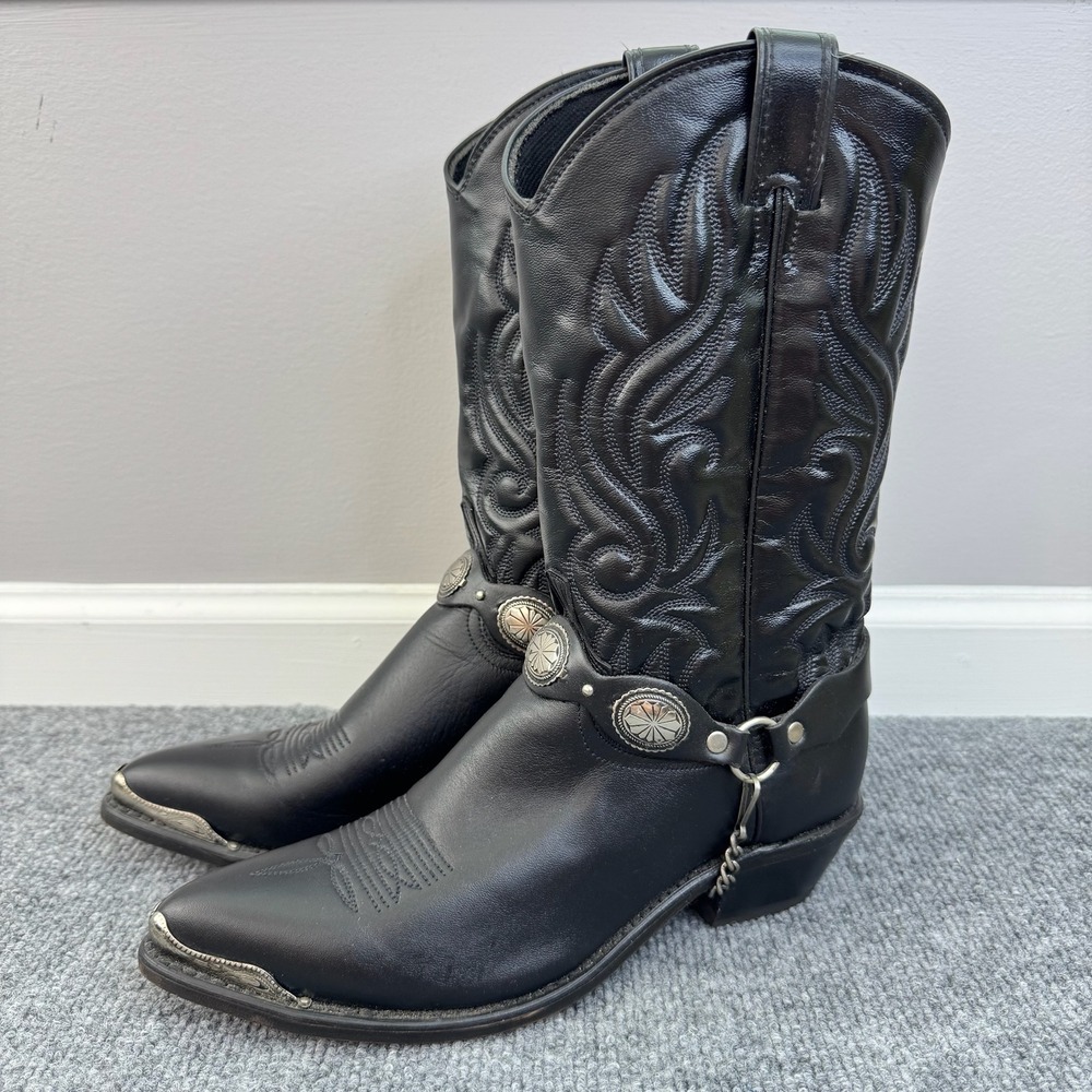 Black Western Faux Leather Boots